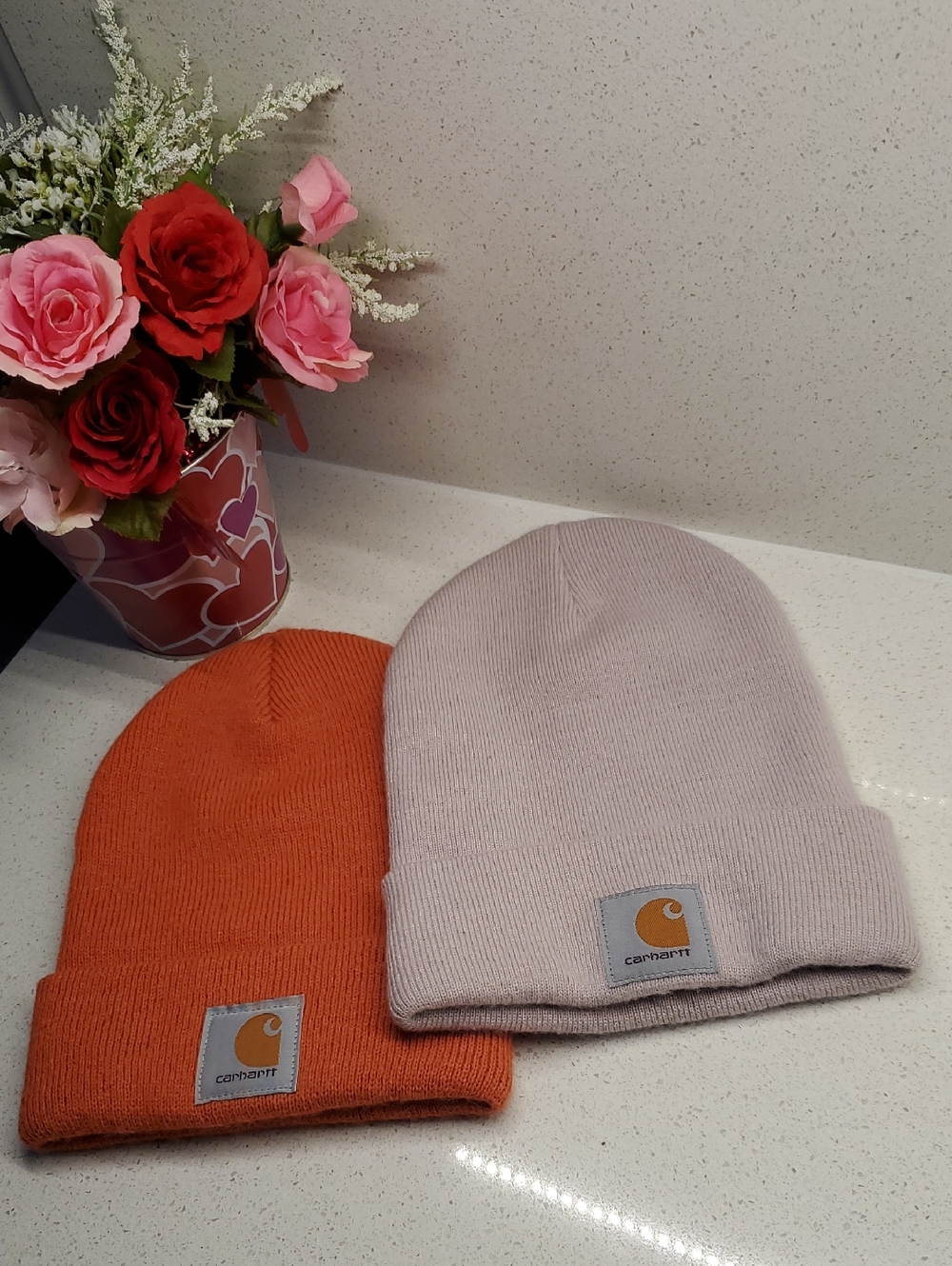 CARHARTT Ribbed Beanies Pink and Orange